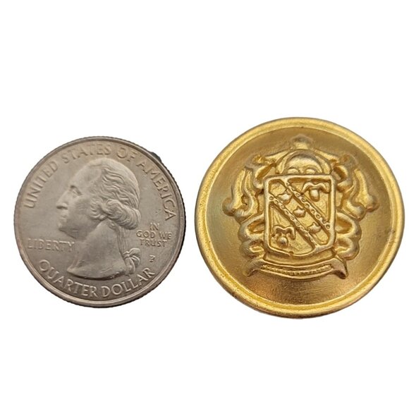 Gold Tone Round Raised Shield Design Clip On Earrings E846 - Picture 7 of 9